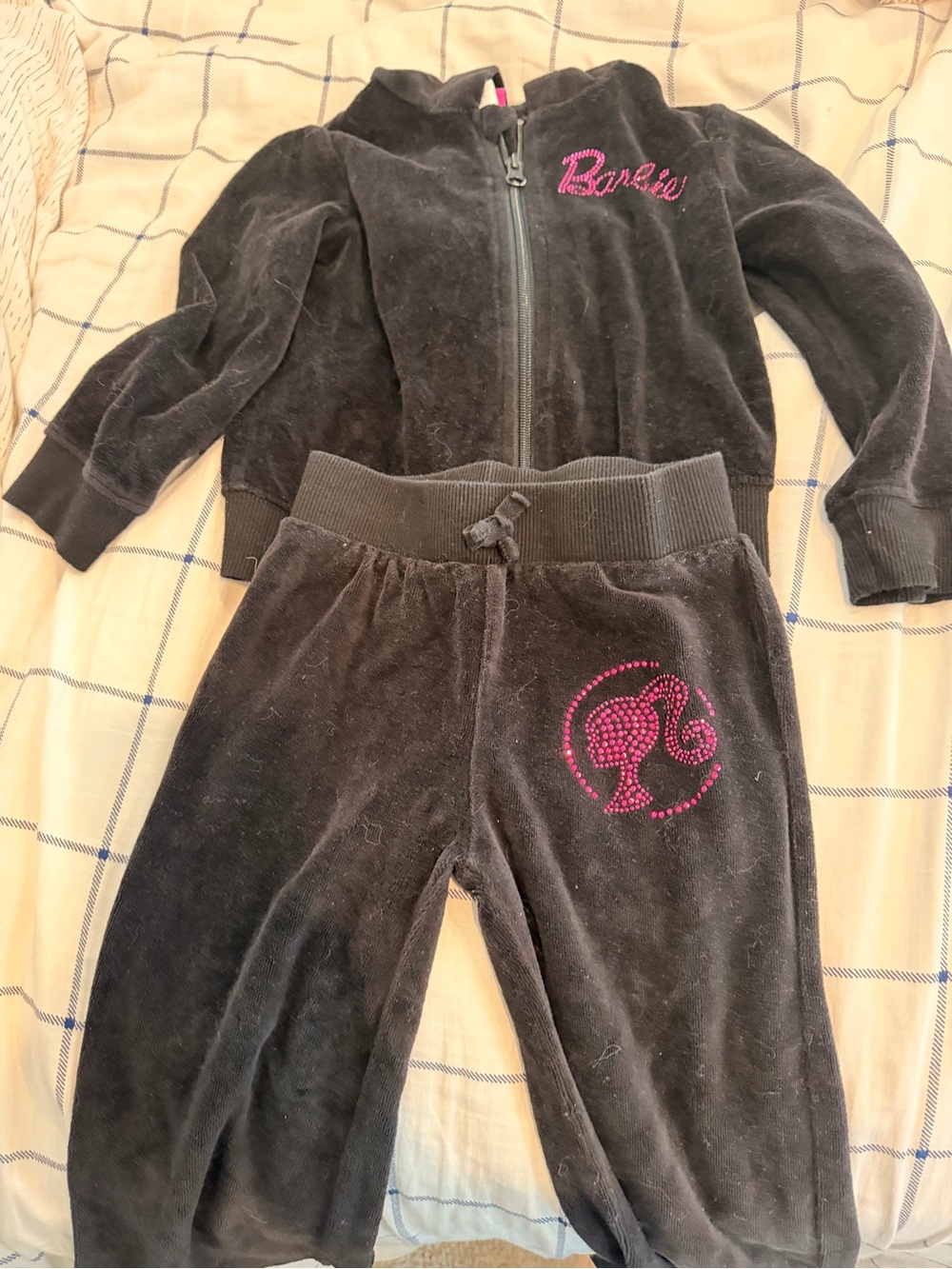 Barbie Black Velour Tracksuit with Pink Logo